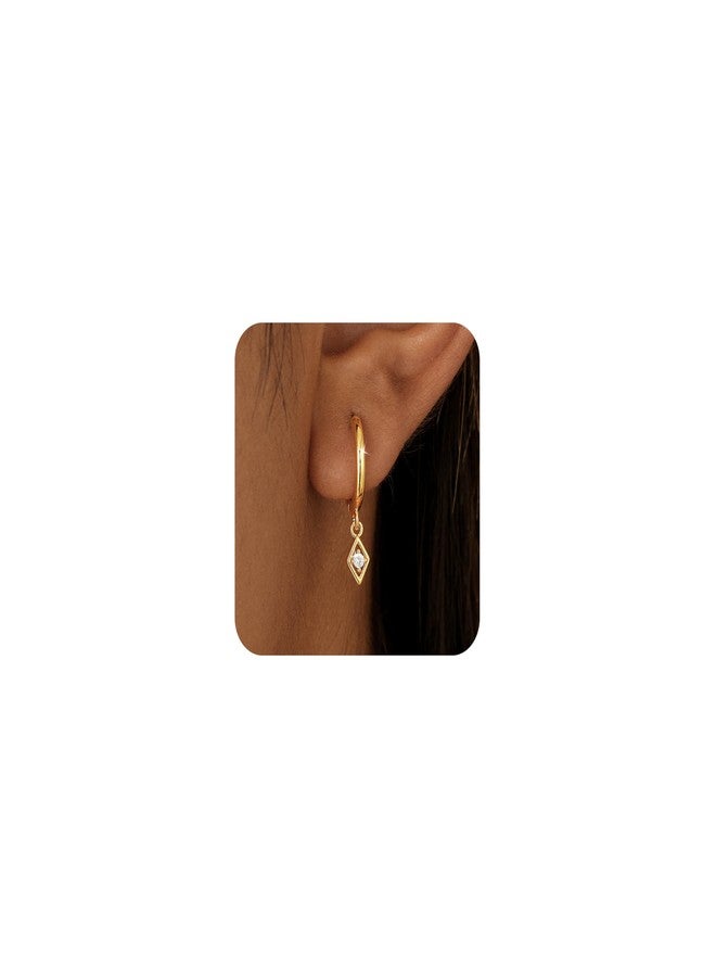 MFRYK Gold Earrings for Women,14K Gold/Silver Plated Dangle Earrings,Dainty Zircon Pendant Hoop Earrings,Dangling CZ Jewelry Gifts for Women Trendy - Image 1